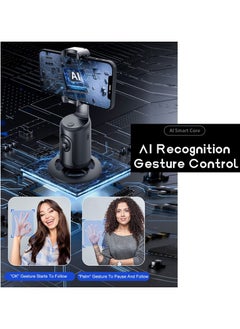 TYCOM TYCOM Auto Face Tracking Tripod, 360 Rotation Phone Camera Mount, No App Needed, Battery Operated Smart Shooting Holder for Live Vlog - Black  - Image 2