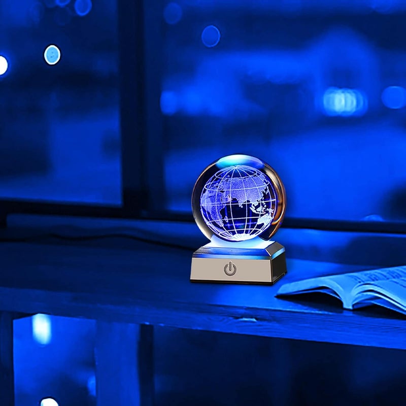 comfrt 3D Crystal Ball Night Light, Colorful Solid Crystal Ball Metal Base 3D Lasers Engraving of Glass with USB Energy Supply Decoration Light for Kids Bedroom Decor Birthday Gift - Image 5