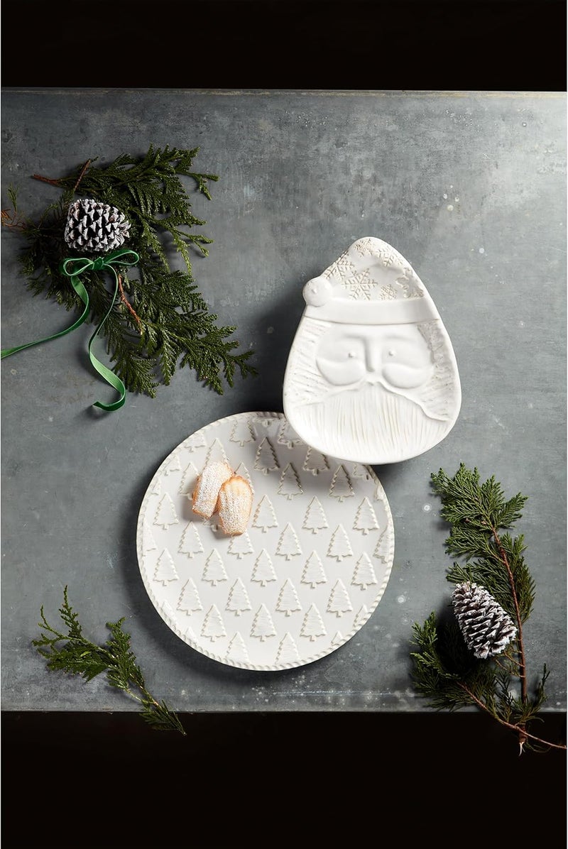 Mud Pie White Xmas Nested Set PLATTERS  TRAYS small 11 x 8 34  large 13 dia - Image 2