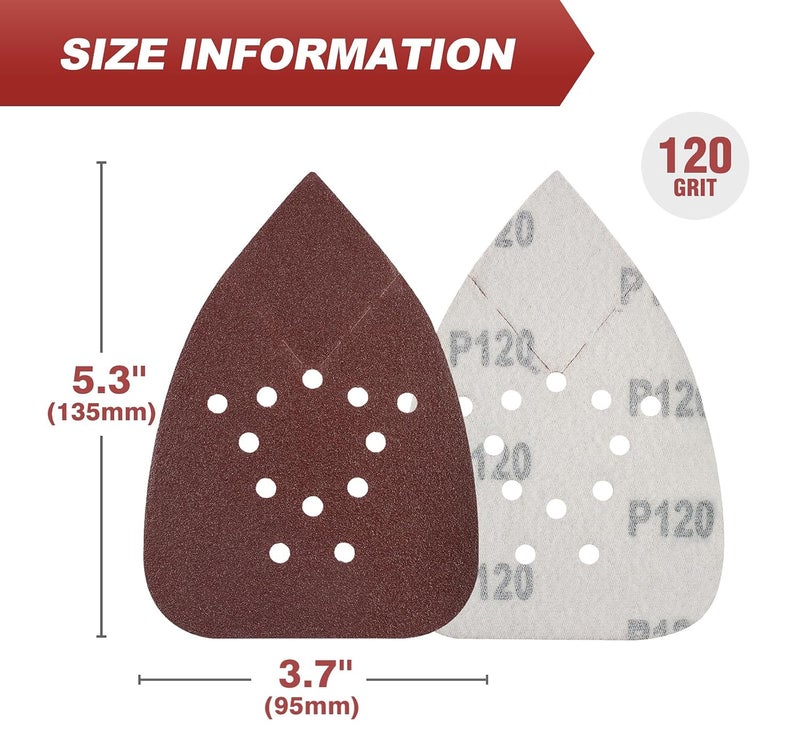 S SATC Mouse Sander Sandpaper 50PCS Mouse Sanding Pads 12 Holes Hook and Loop Sandpaper 120 Grit Detail Palm Sand Paper - Image 2