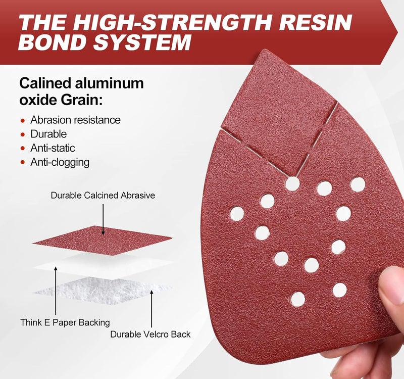 S SATC Mouse Sander Sandpaper 50PCS Mouse Sanding Pads 12 Holes Hook and Loop Sandpaper 120 Grit Detail Palm Sand Paper - Image 3