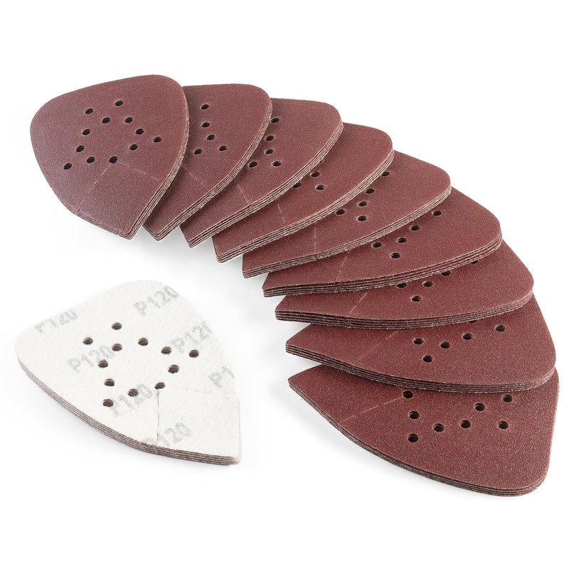 S SATC Mouse Sander Sandpaper 50PCS Mouse Sanding Pads 12 Holes Hook and Loop Sandpaper 120 Grit Detail Palm Sand Paper - Image 1