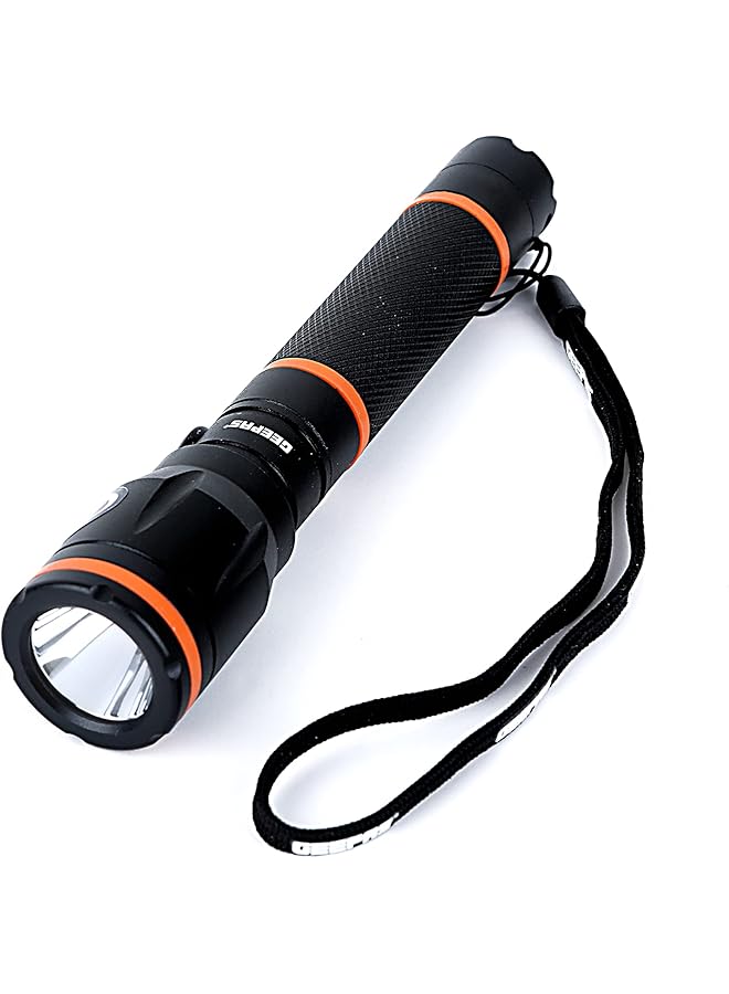 GEEPAS GFL4659 Rechargeable LED Flashlight Portable Waterproof Hyper Bright 3W CREE LED Torch Light 1.5 Hours Working with 1000M Distance Range