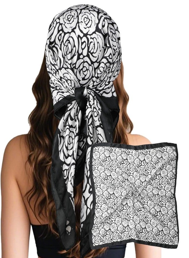 Sumolux Head Hair Scarf for Women Like Satin Silk Scarf Bandana Hair Wrapping Night Large Square Scarves 27.5" - Image 1