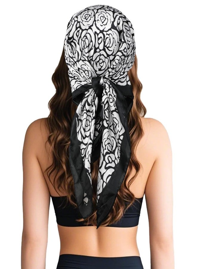 Sumolux Head Hair Scarf for Women Like Satin Silk Scarf Bandana Hair Wrapping Night Large Square Scarves 27.5" - Image 4