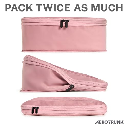 Aerotrunk Compression Packing Cubes for Travel - Luggage Organizer Bags - Double Zipper Packing Cubes for Suitcases (6-Pack, Rose) - Image 2