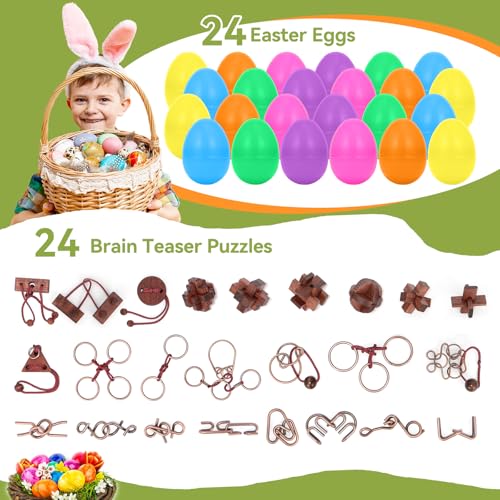 Mytothfy 24 Pack Prefilled Easter Eggs with Brain Teaser Puzzles Toys Easters Egg Filled for Kids Boys Girls Easters Basket Stuffers for Kids Teens Adults Easter Eggs Hunt Game Classroom Prize Supplies - Image 5