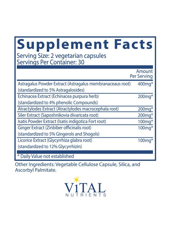 Vital Nutrients Immune Support Herbal Support For The Immune System 60 Vegetarian Capsules Per Bottle - Image 3