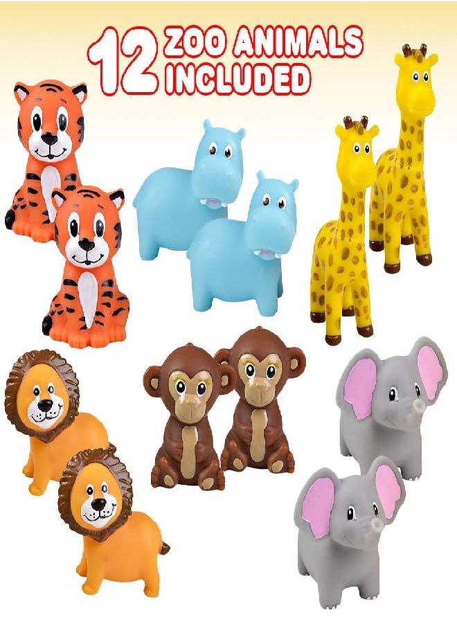 ArtCreativity - ArtCreativity Vinyl Zoo Animals, Pack of 12 Assorted Squeezable Toys, Safari Birthday Party Favors for Kids, Fun Bath Tub and Pool Toys for Children, Educational Learning Aids for Boys and Girls - Image 1