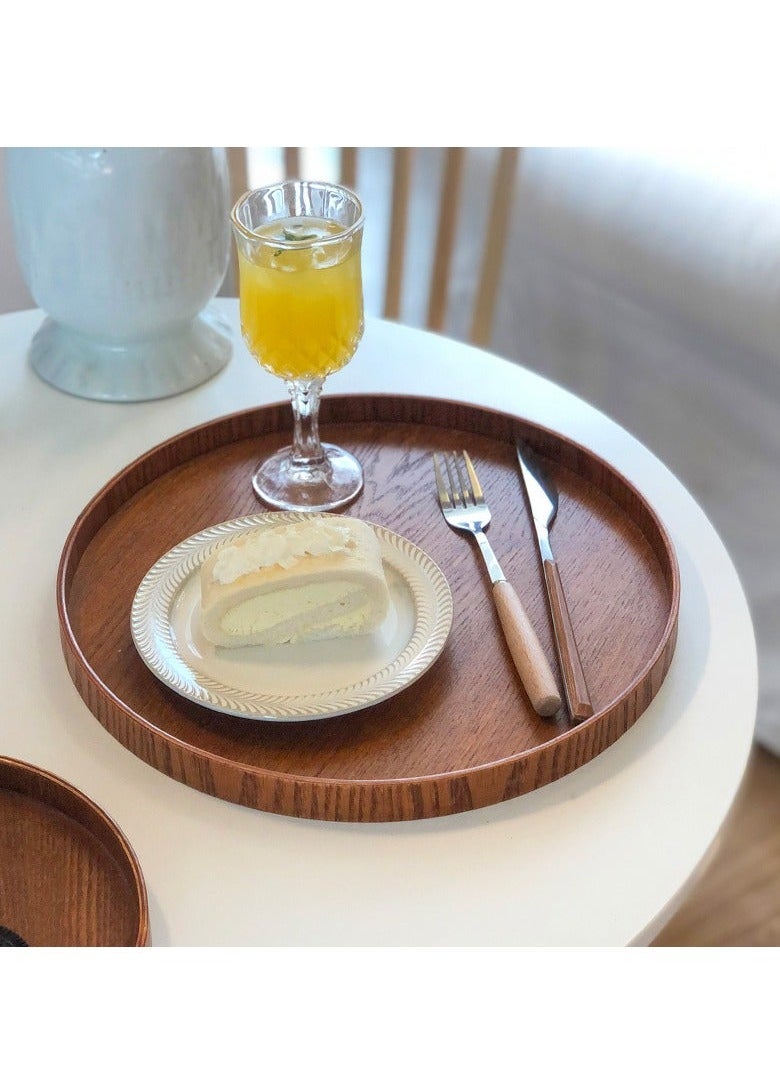 Captaintech Appetizer & Dessert Plate Wooden Round Tea Coffee Meal Serving Bowl Kitchen Hotel Plates Fruit Palette  - Image 1