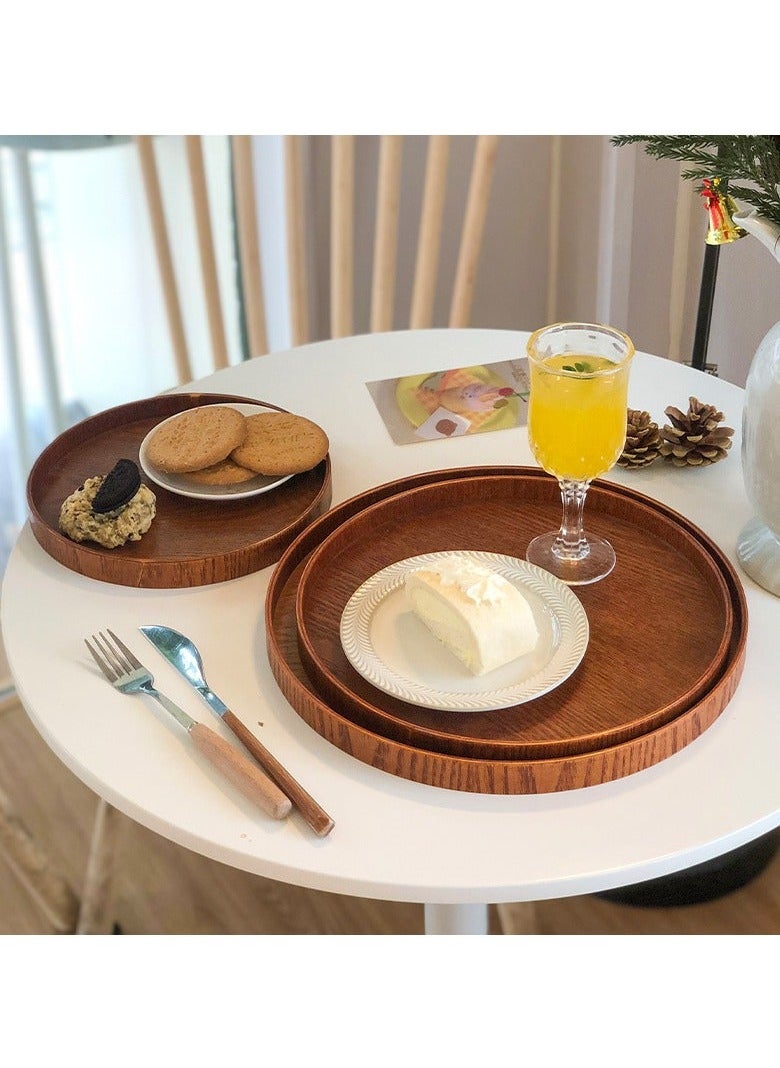 Captaintech Appetizer & Dessert Plate Wooden Round Tea Coffee Meal Serving Bowl Kitchen Hotel Plates Fruit Palette  - Image 4