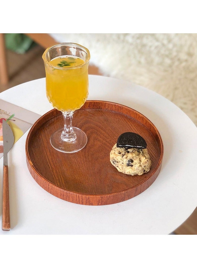 Captaintech Appetizer & Dessert Plate Wooden Round Tea Coffee Meal Serving Bowl Kitchen Hotel Plates Fruit Palette  - Image 5