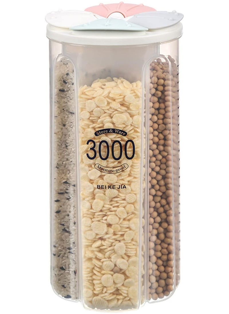 4 in 1 Cereal Storage Container 3L Cereal Container with Lids Airtight Food Storage Containers Durable Plastic Cereal Box Containers Food Grade and BPA Free Cereal