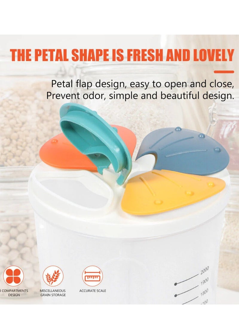 4 in 1 Cereal Storage Container 3L Cereal Container with Lids Airtight Food Storage Containers Durable Plastic Cereal Box Containers Food Grade and BPA Free Cereal