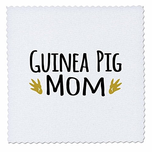 3DROSE 3dRose qs_154048_3 Guinea Pig Mom for Pet Owners Cavy Rodent Family Pets with Brown Paw Prints Footprints Quilt Square,  - Image 1