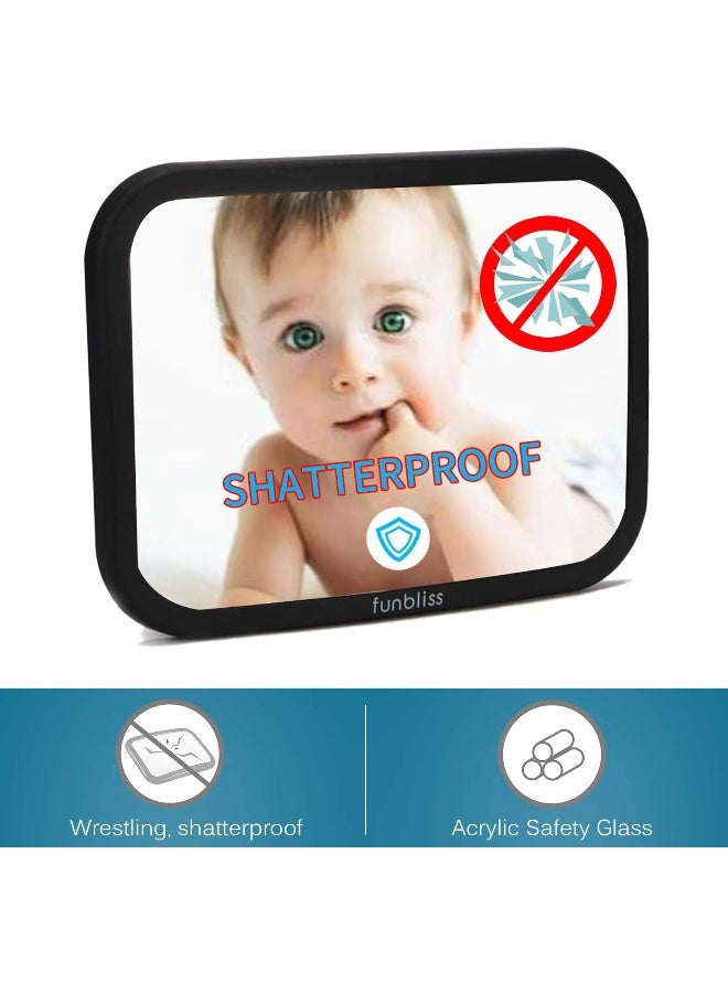 Funbliss Baby Car Mirror Safely Monitor,Car Mirror Baby Rear Facing Seat，No Assembly Required, Safer，Best Newborn, Shatterproof - Image 4