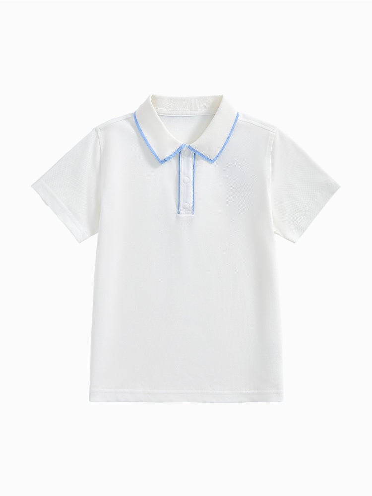بالابالا تيشيرت بولو بأكمام قصيرة مع خطوط خفيفة على الياقة للجنسين - Image 1