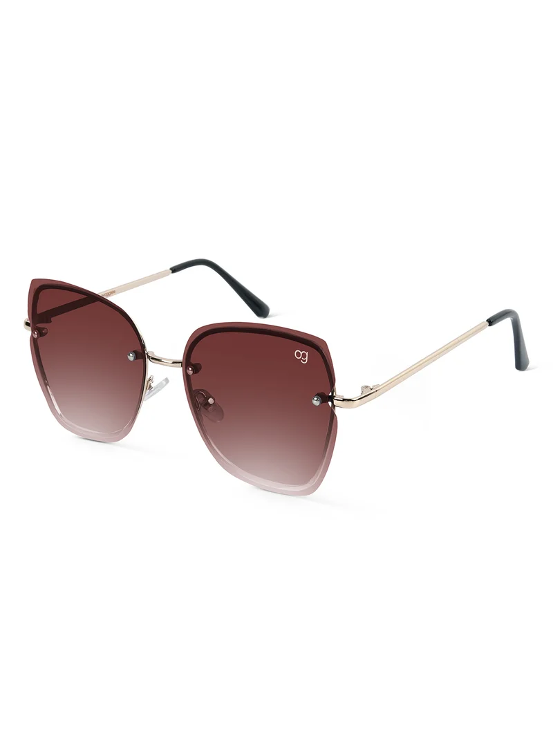 Woggles Latest & Stylish UV Protected Golden Cateye Rimless Sunglasses for Women
