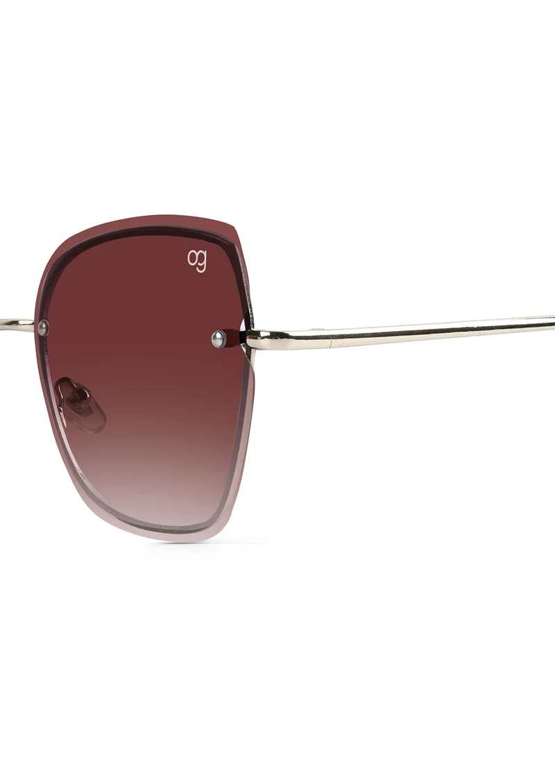 Woggles Latest & Stylish UV Protected Golden Cateye Rimless Sunglasses for Women