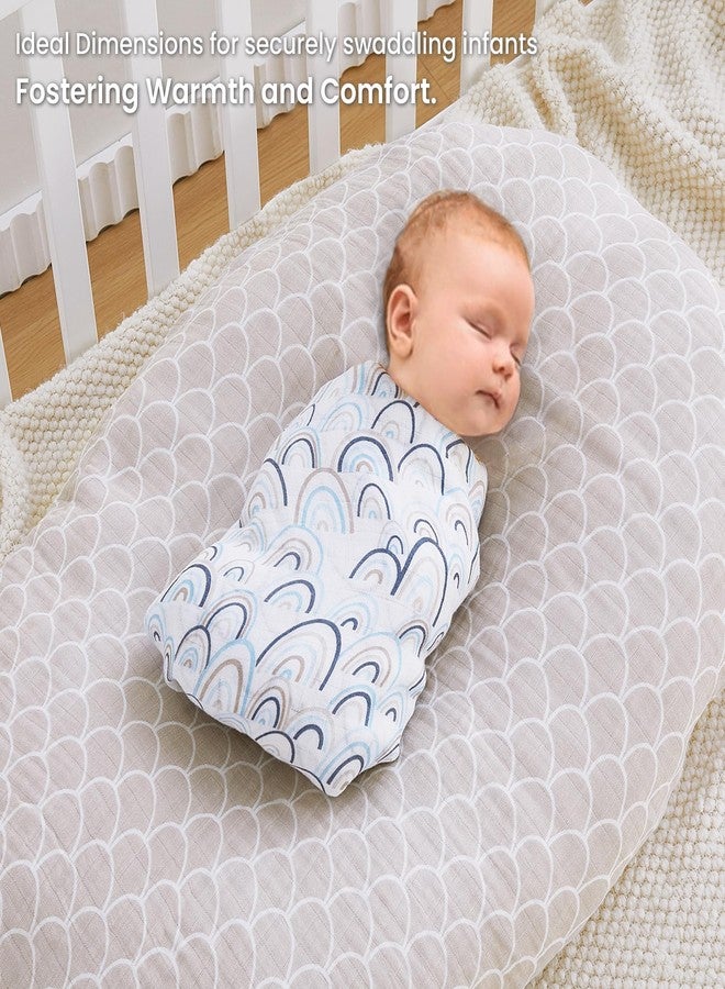 Softan Muslin Swaddle Blankets for Baby Girl & Boy, 47X47In Receiving Blankets for Newborn, Swaddle Blanket Set Soft Silky & Breathable,Blue Rainbow and Five-Pointed Star, 4 Pack - Image 2