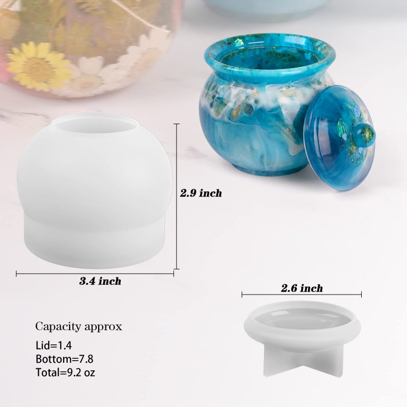 Actvty Jar Silicone Molds, Jar Resin Molds with Lid, Epoxy Molds for DIY Jewelry Storage Box,Candle Holder,Candy Container, Epoxy Resin Casting Craft Gifts - Image 3