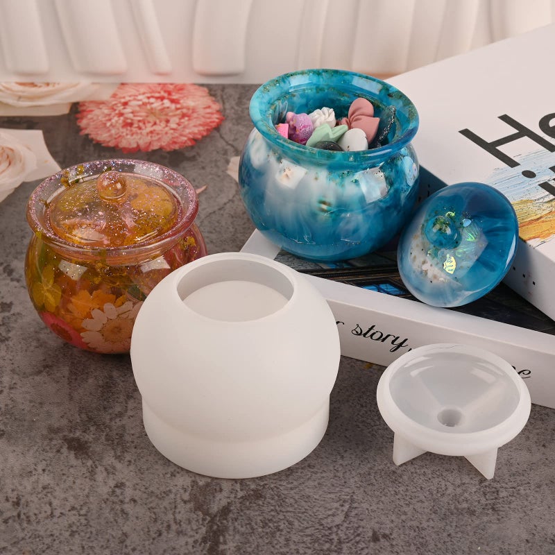 Actvty Jar Silicone Molds, Jar Resin Molds with Lid, Epoxy Molds for DIY Jewelry Storage Box,Candle Holder,Candy Container, Epoxy Resin Casting Craft Gifts - Image 5