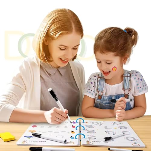 DOKDO 64 Pages Magical Tracing Workbook Set – Handwriting Practice for Alphabets & Numbers, Reusable Preschool Learning Book for Kids, Educational Pen Control Training,(Multicolor) (1) - Image 3