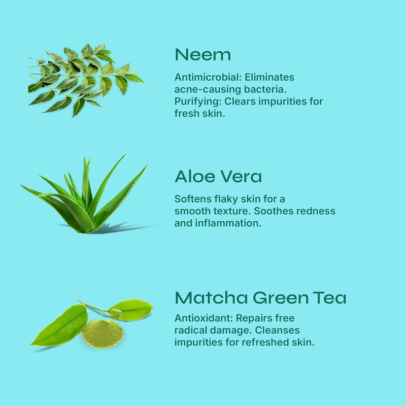 Tikitoro Teens Refreshing Face Wash 100 Vegan Neem Aloe Vera Matcha Green Tea Extract Cleanses Refreshes No Parabens Sulphates All Skin Types Age 11 150ml x of 1 - Image 2