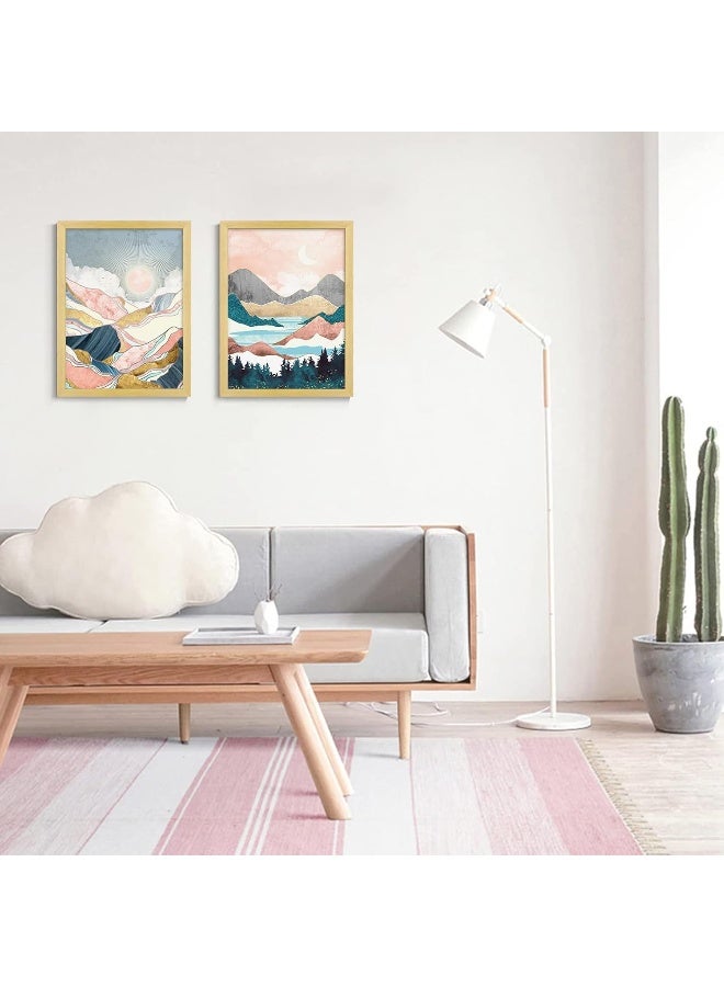LIYAOLI Boho Geometric Wall Decor Wood Framed Wall Art for Living room 3 Panel 12 x 16 Inch Landscape Mountain Canvas Wall Art Home Modern Wall Decor for Bathroom - Image 3