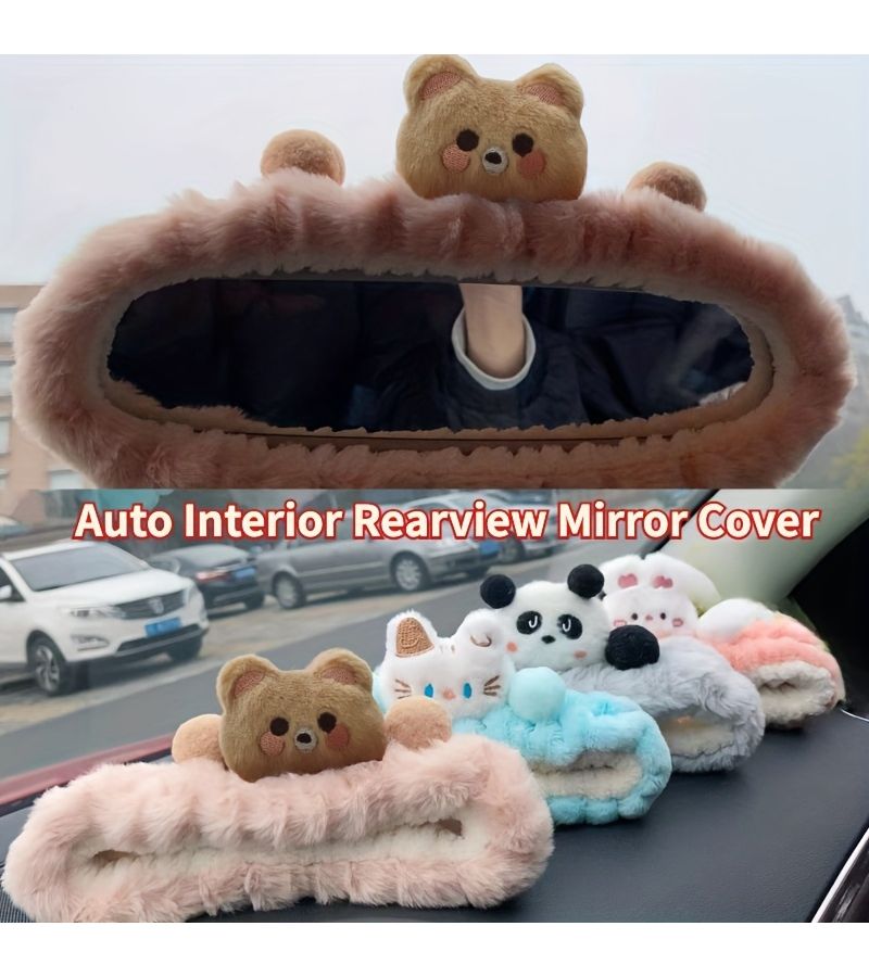 Creative Animal Little Frog Plush Car Rearview Mirror Cover Soft Interior Accessory - Image 1