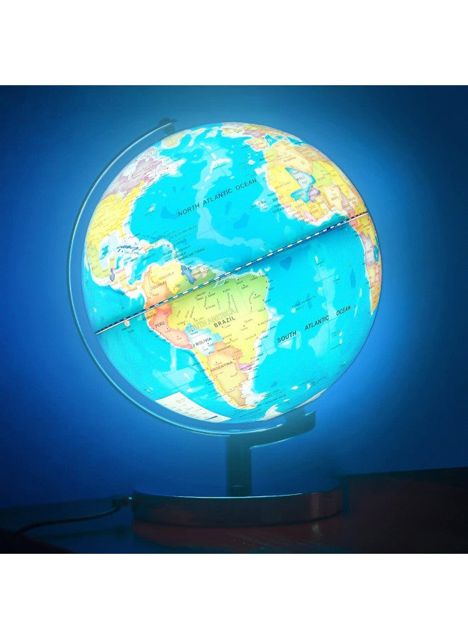POOCCI 6 in1 Illuminated World Globe for Kids & Adults All Ages High Clear Map, Illuminates Educational Interactive Globe STEM Toy, Light Up Kids Globe Lamp,Earth Globe Gifts For Boys And Girls - Image 2