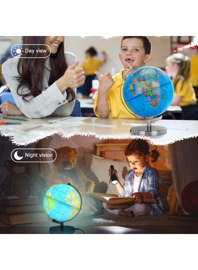 POOCCI 6 in1 Illuminated World Globe for Kids & Adults All Ages High Clear Map, Illuminates Educational Interactive Globe STEM Toy, Light Up Kids Globe Lamp,Earth Globe Gifts For Boys And Girls - Image 3