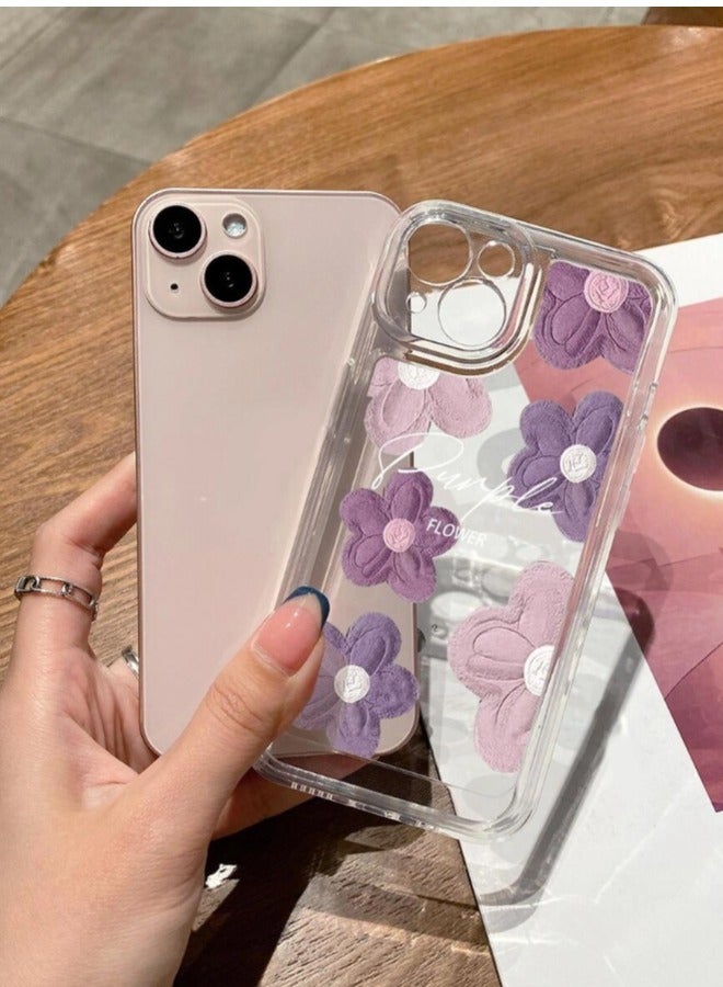 ShebSheb Designed for iPhone 16 Plus Case ,Clear Flower Soft & Flexible Shockproof Floral Women Phone Cover - Image 3