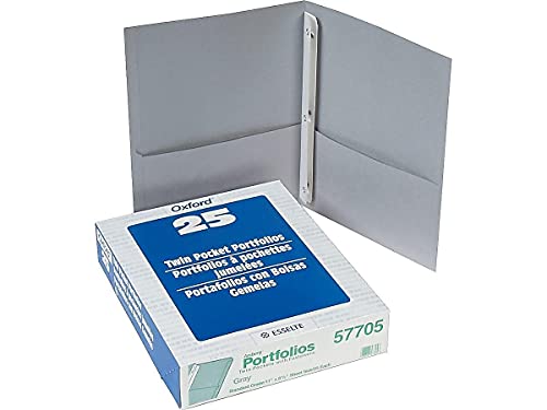 Oxford Two-Pocket Folders w/Fasteners, Gray, Letter Size, 25 per Box (57705) - Image 3
