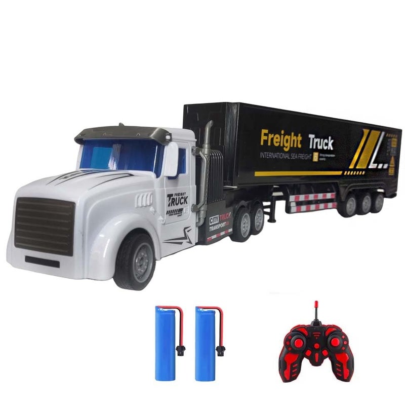 SNACKTANT RC Semi Truck Toy for Kids 132 Remote Control Carrier Van Transport Car 173 Freight Container Truck with 2 Batteries Semi Truck and Trailer with Lights Great Gift for Boys Girls Age 38 - Image 1