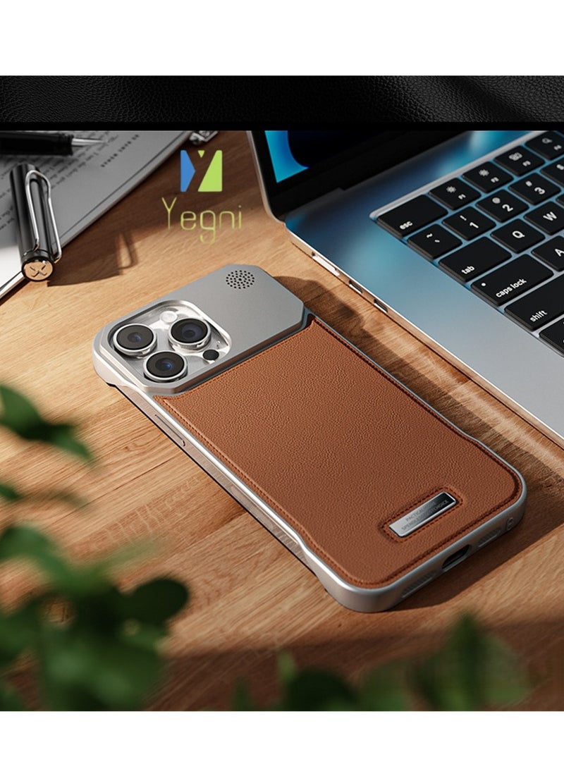 Yegni Suitable for iPhone 16series iPhone 17 series mobile phone metal frameless aromatherapy magnetic mobile phone case creative aromatherapy hidden magnetic leather anti-fall mobile phone case - Image 3