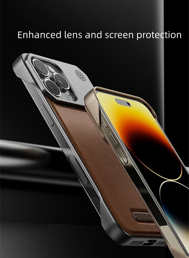 Yegni Suitable for iPhone 16series iPhone 17 series mobile phone metal frameless aromatherapy magnetic mobile phone case creative aromatherapy hidden magnetic leather anti-fall mobile phone case - Image 5