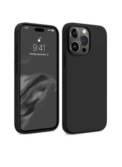 متوافق مع حافظة iPhone 15 Pro Max، حافظة من السيليكون السائل، غطاء حماية كامل للجسم، مقاوم للصدمات، حافظة هاتف نحيفة، بطانة ناعمة من الألياف الدقيقة مضادة للخدش، 6.7 بوصة (أسود)
