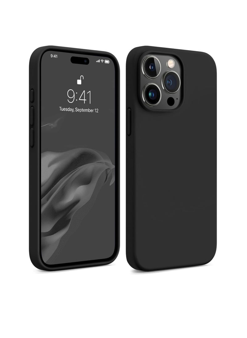 ماركة غير محددة - متوافق مع حافظة iPhone 15 Pro Max، حافظة من السيليكون السائل، غطاء حماية كامل للجسم، مقاوم للصدمات، حافظة هاتف نحيفة، بطانة ناعمة من الألياف الدقيقة مضادة للخدش، 6.7 بوصة (أسود) - Image 1
