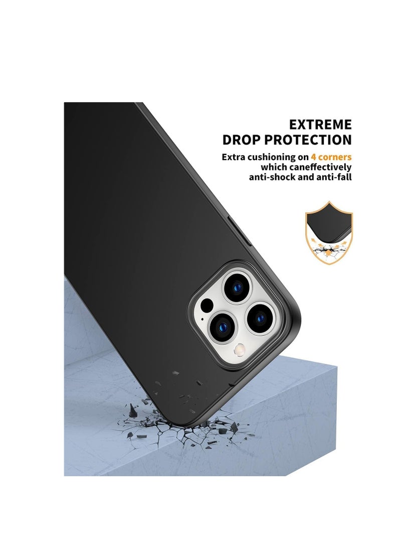 ماركة غير محددة - متوافق مع حافظة iPhone 15 Pro Max، حافظة من السيليكون السائل، غطاء حماية كامل للجسم، مقاوم للصدمات، حافظة هاتف نحيفة، بطانة ناعمة من الألياف الدقيقة مضادة للخدش، 6.7 بوصة (أسود) - Image 1