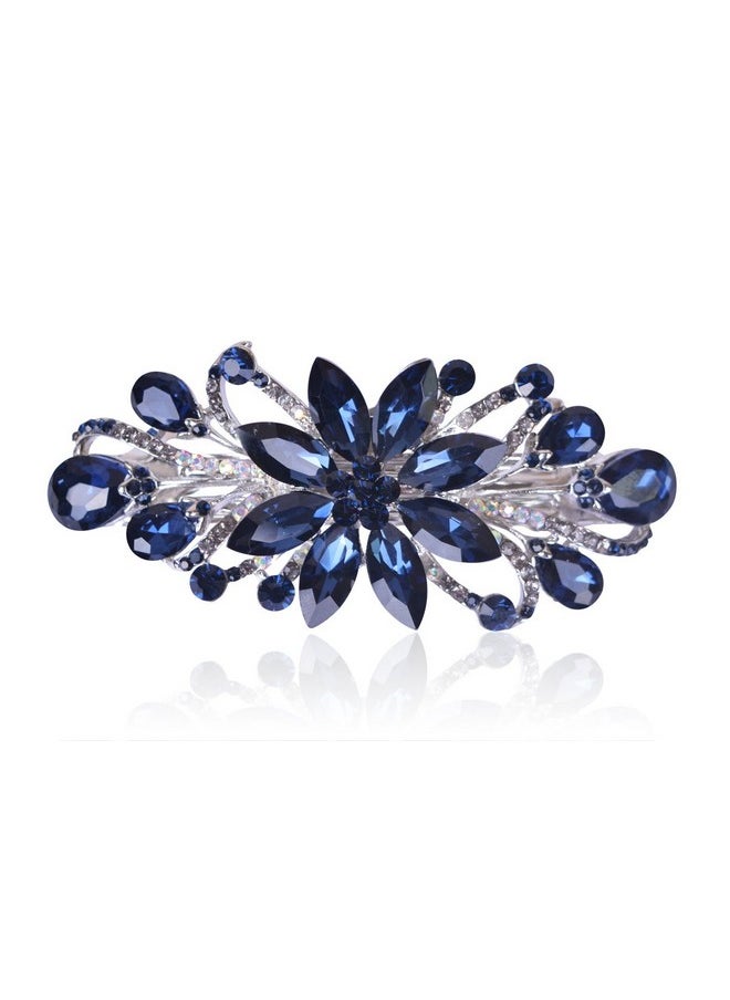 Sankuwen Sankuwen Flower Luxury Jewelry Design Hairpin Rhinestone Hair Barrette Clip,Also Perfect Mother's Day Gifts for Mom(Dark Blue)  - Image 1