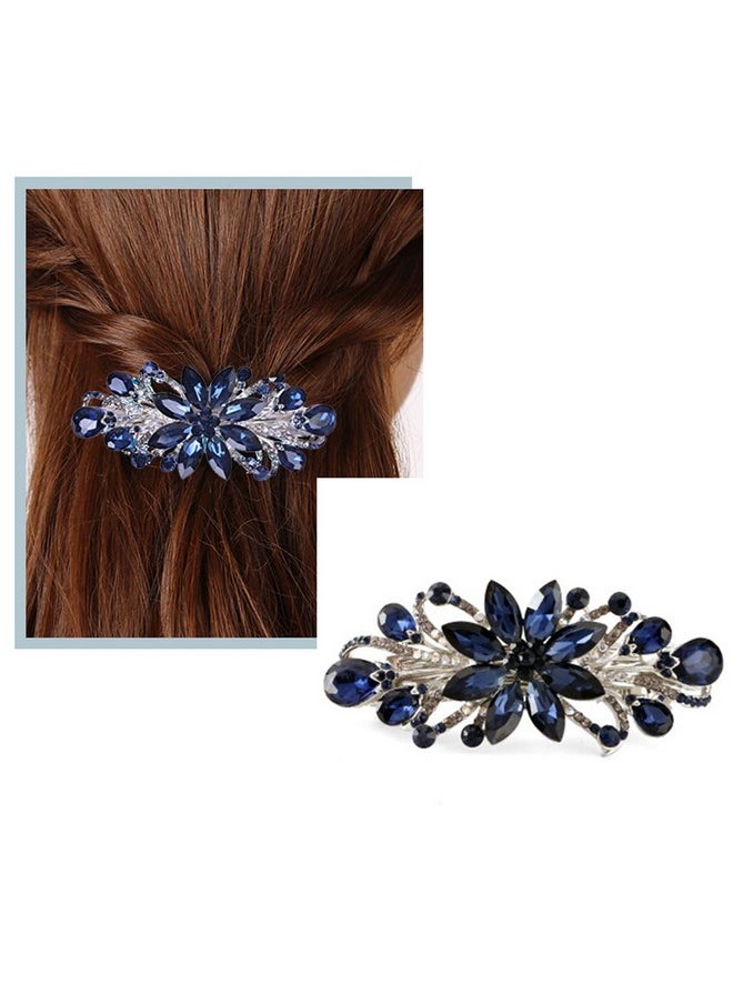 Sankuwen Sankuwen Flower Luxury Jewelry Design Hairpin Rhinestone Hair Barrette Clip,Also Perfect Mother's Day Gifts for Mom(Dark Blue)  - Image 2