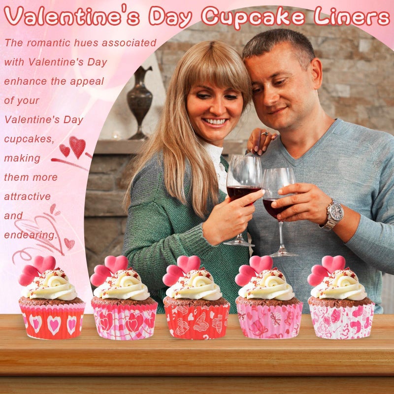 Qumenan 600 Pack Valentines Cupcake Liners Standard Muffin Cupcake Cups Cupcake Wrappers Paper for Wedding Party Decorations Supplies (12 Styles) - Image 4