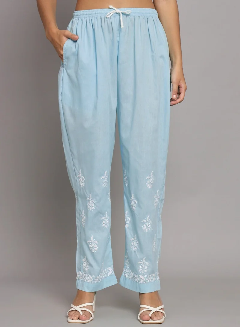 Alaya Blue Women Hand Embroidered Chikankari Cotton Kurta Set-AL3674KS for Women | Best Price UAE