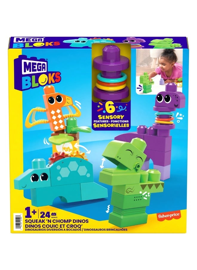 Mega Bloks Mega Bloks Squeak 'N Chomp Dinos Sensory Building Toys (24 Pieces)  - Image 3