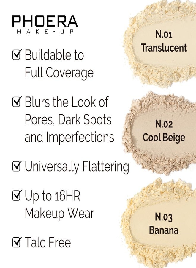 Hilareco PHOERA Foundation Face Powder, Soft Focus Setting Powder, Silky Powder For Creating Without Shine, Smooths Pores & Lines, Up to 24H Wear Oil Control,0.49 Oz (N.01 Translucent) - Image 4
