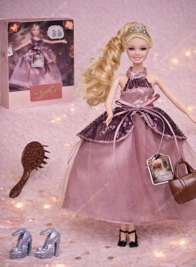 Spindoo Princess Doll for Girls | 30 CM Fashion Doll with Tiara, Sparkle Party Gown & Accessories | Poseable Pretend Play Toy | Best Birthday Gift for Girls 3+ Years - Image 2