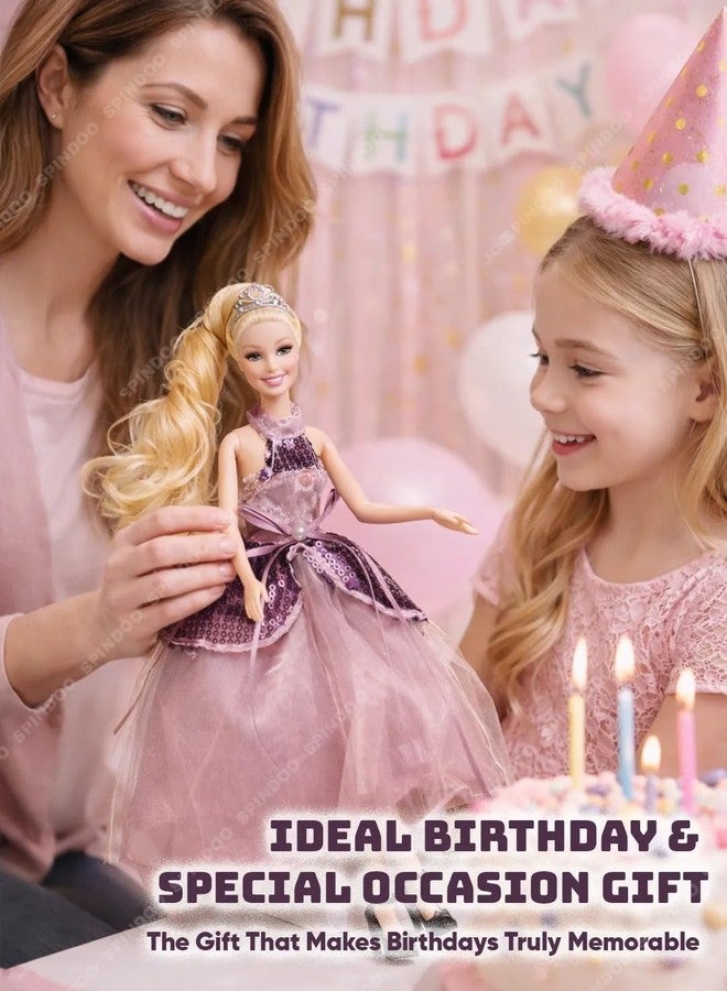 Spindoo Princess Doll for Girls | 30 CM Fashion Doll with Tiara, Sparkle Party Gown & Accessories | Poseable Pretend Play Toy | Best Birthday Gift for Girls 3+ Years - Image 4