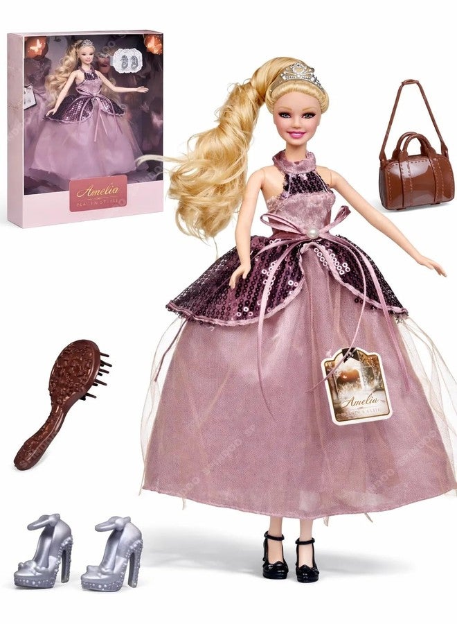 Spindoo Princess Doll for Girls | 30 CM Fashion Doll with Tiara, Sparkle Party Gown & Accessories | Poseable Pretend Play Toy | Best Birthday Gift for Girls 3+ Years - Image 1