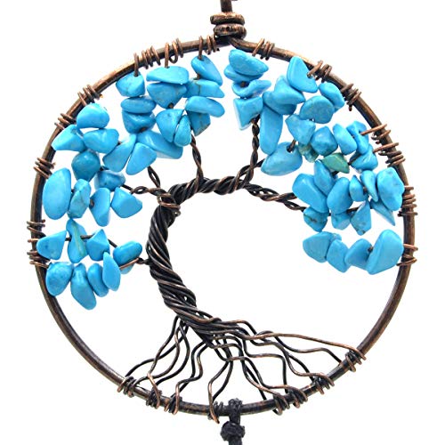 Urdeoms Blue Tree of Life Dream Catchers for Bedroom Adult Boho Big Dream Catcher for Boys Girls with Crystal Turquoise Hanging Ornament and Feathers Blessing Gifts(NO.33) - Image 4